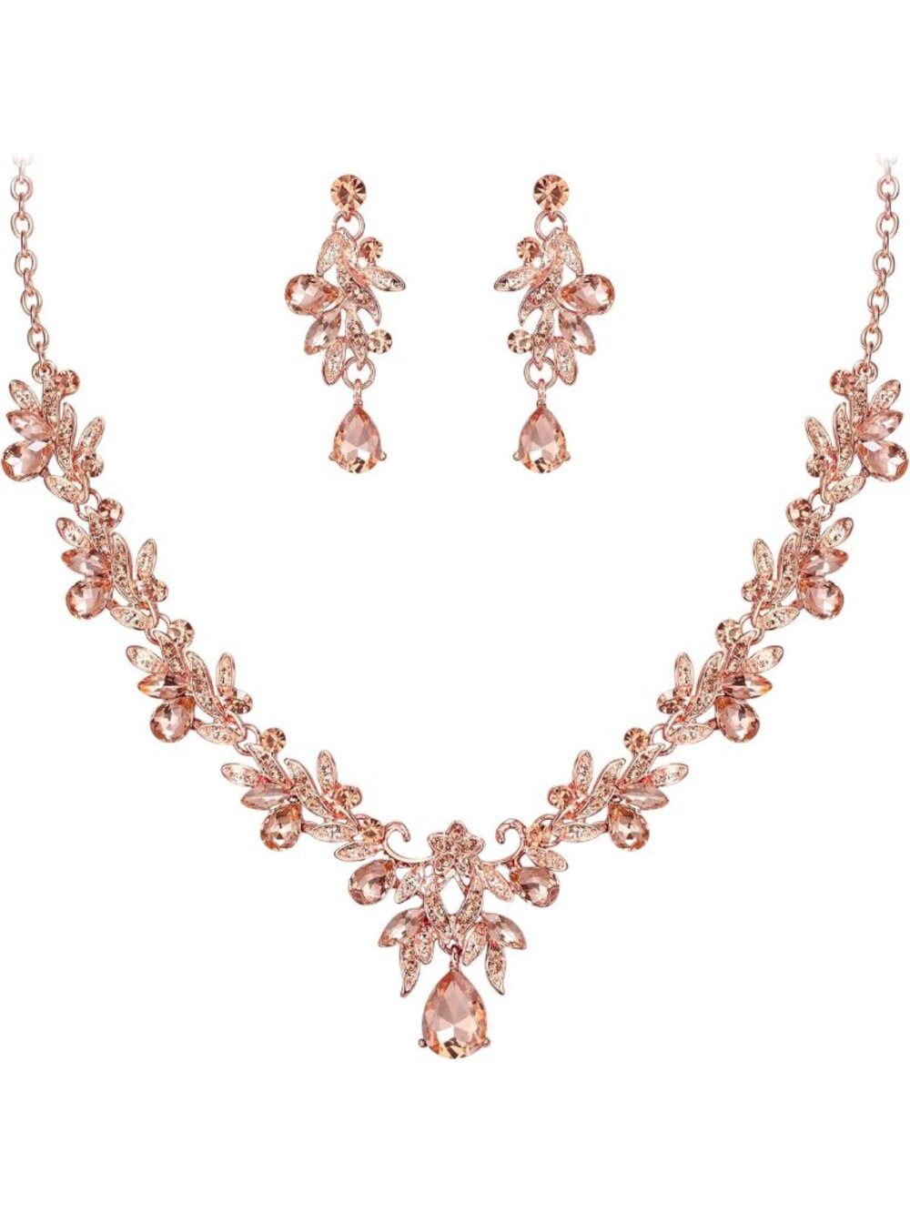 Elegant Leaf & Flower Wedding Jewelry Set | Bridal, Prom, Party Accessories